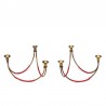 Set van 2 vintage messing kandelaars met rood detail