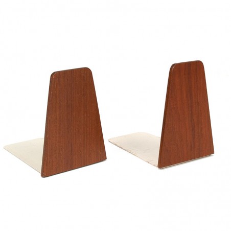 Set of 3 teak vintage Danish bookends