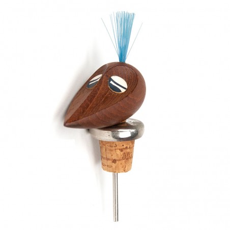 Teak vintage Danish bottle stopper as a bird