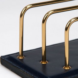 Vintage letter holder blue with brass