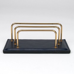 Vintage letter holder blue with brass