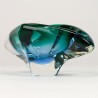 Glass vintage bowl/ashtray with Sommerso in blue and green