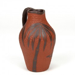 Earthenware vintage vase with palms decoration