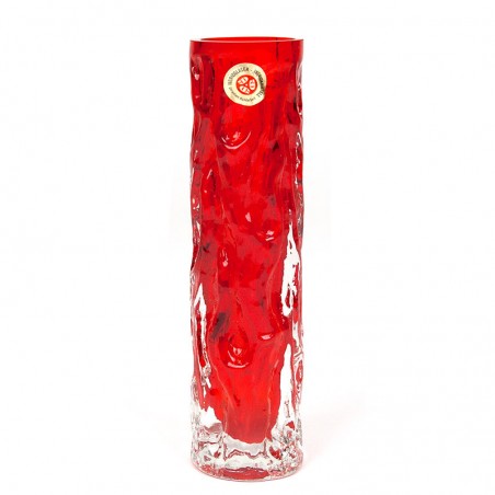 Red vintage glass vase design Kurt Wokan