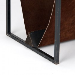 Vintage leather magazine rack from the forties/fifties