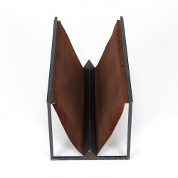 Vintage leather magazine rack from the forties/fifties