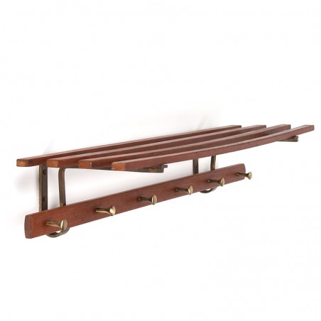 Teak/brass Mid-Century vintage coat rack