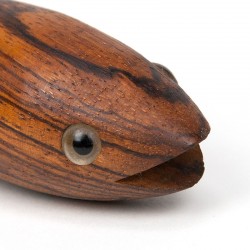 Teak vintage crown bottle opener in teak like fish