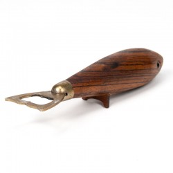 Teak vintage crown bottle opener in teak like fish