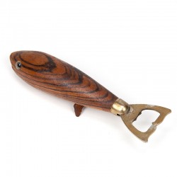 Teak vintage crown bottle opener in teak like fish