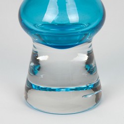 Blue glass vintage vase with clear base