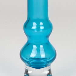 Blue glass vintage vase with clear base