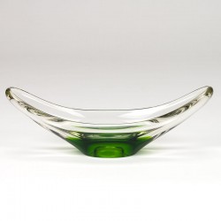 Vintage Scandinavian glass bowl with green base