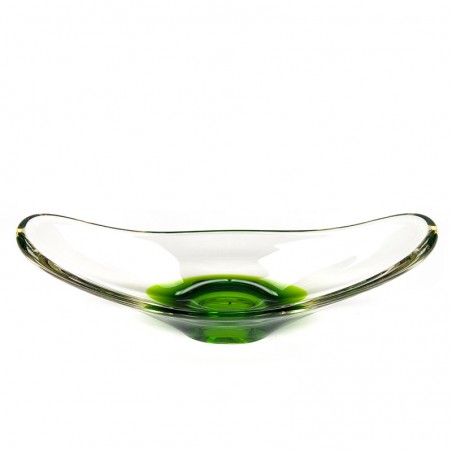 Vintage Scandinavian glass bowl with green base