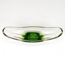 Vintage Scandinavian glass bowl with green base