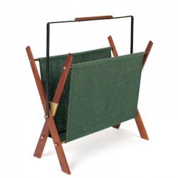 Groen met teakhouten vintage krantenrek