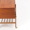 Teak Mid-Century Deens naaigerei tafeltje op wieltjes