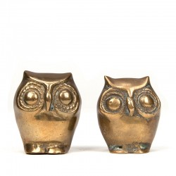 Set of 2 brass small vintage sculptures of an owl