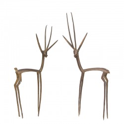 Set of Mid-Century brass sculptures of antelopes