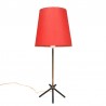 Three-legged Mid-Century vintage table lamp with red shade