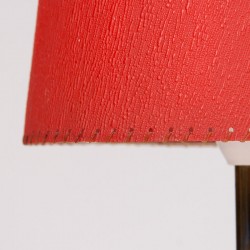 Three-legged Mid-Century vintage table lamp with red shade