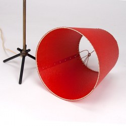 Three-legged Mid-Century vintage table lamp with red shade