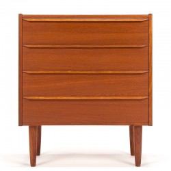 Narrow model vintage Danish chest of drawers with 4 drawers