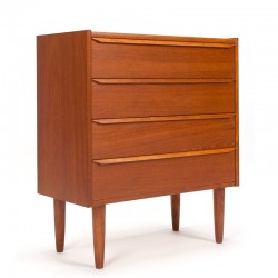 Narrow model vintage Danish chest of drawers with 4 drawers