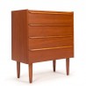 Narrow model vintage Danish chest of drawers with 4 drawers