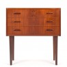 Klein model vintage Deense ladekast in teak 3 lades