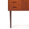 Klein model vintage Deense ladekast in teak 3 lades