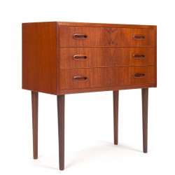 Klein model vintage Deense ladekast in teak 3 lades