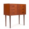 Klein model vintage Deense ladekast in teak 3 lades