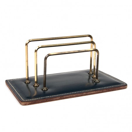 Brass/leather vintage letter holder