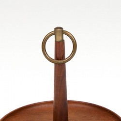 Danish sixties vintage chocolate dish in teak and brass