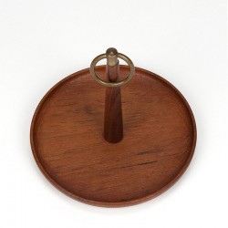 Danish sixties vintage chocolate dish in teak and brass