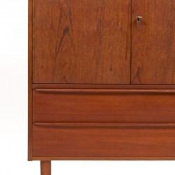 Teak low wall cabinet vintage Danish model with 2 doors and