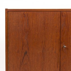 Teak low wall cabinet vintage Danish model with 2 doors and