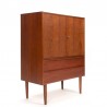 Teak low wall cabinet vintage Danish model with 2 doors and