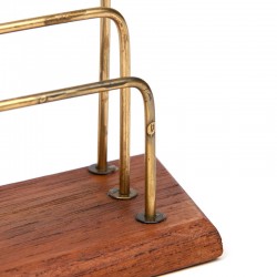 Teak/brass vintage Danish letter holder