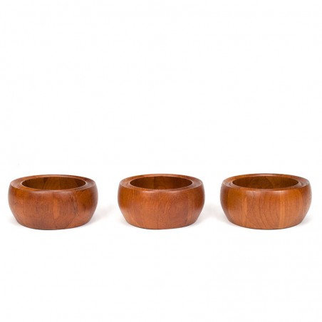 Digsmed Denmark set van 3 vintage schaaltjes in teak