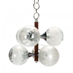 Mid-Century vintage hanging lamp in glass and chrome