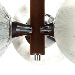 Mid-Century vintage hanging lamp in glass and chrome