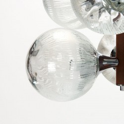 Mid-Century vintage hanging lamp in glass and chrome