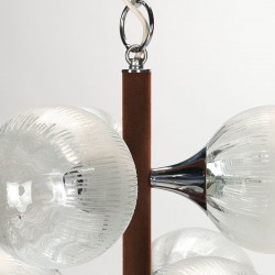 Mid-Century vintage hanging lamp in glass and chrome