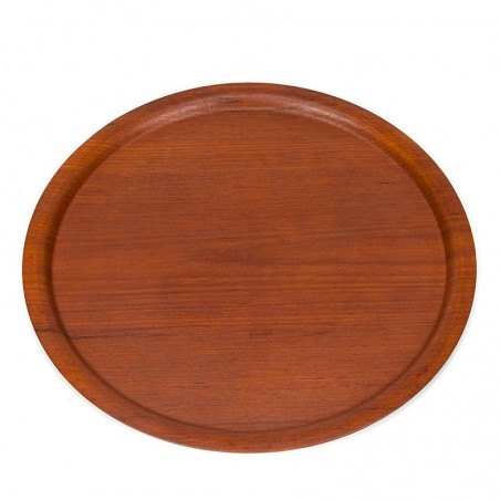 Danish teak vintage round tray marked