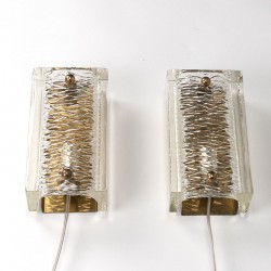 Set of Pukeberg Mid-Century vintage glass wall lamps