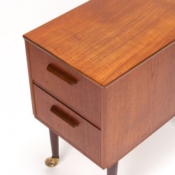 Teak vintage design cabinet on wheels with drawers