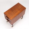 Teak vintage design cabinet on wheels with drawers