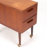 Teak vintage design cabinet on wheels with drawers